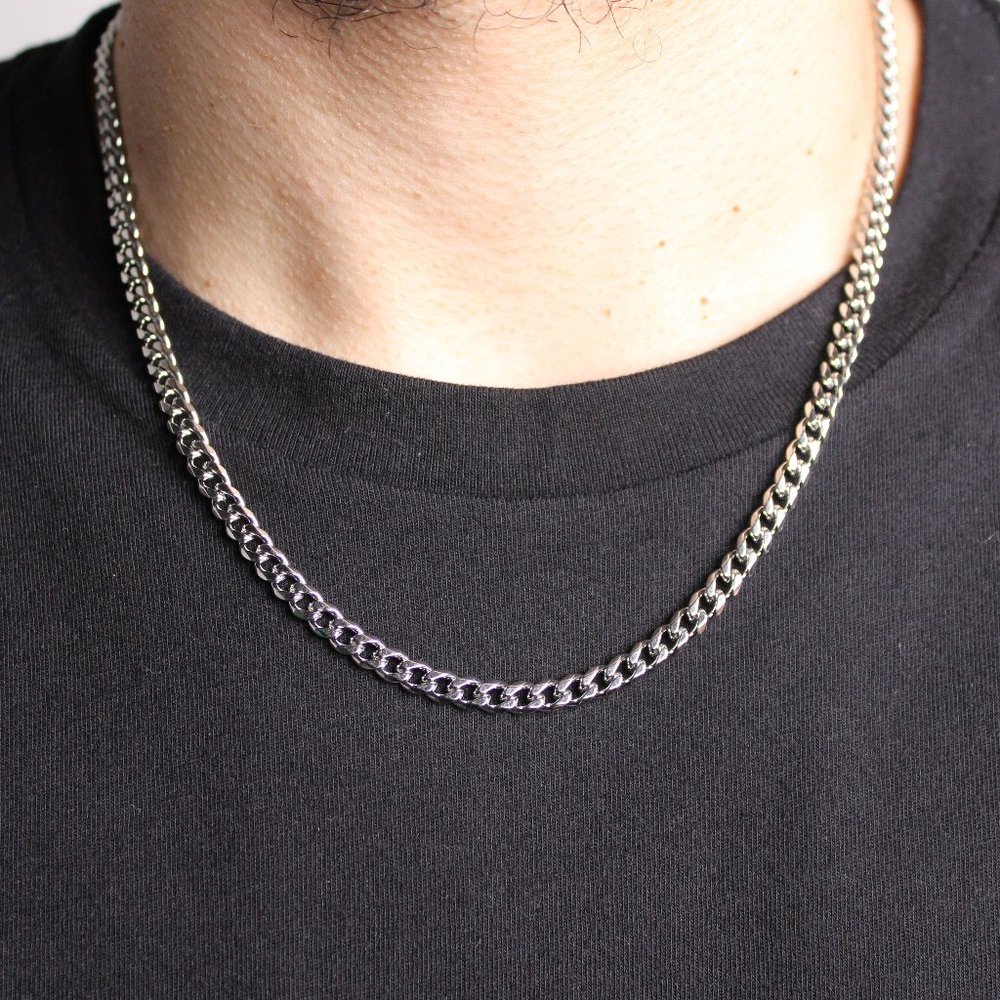Silver 5mm Cuban Link Chain 18"-24"